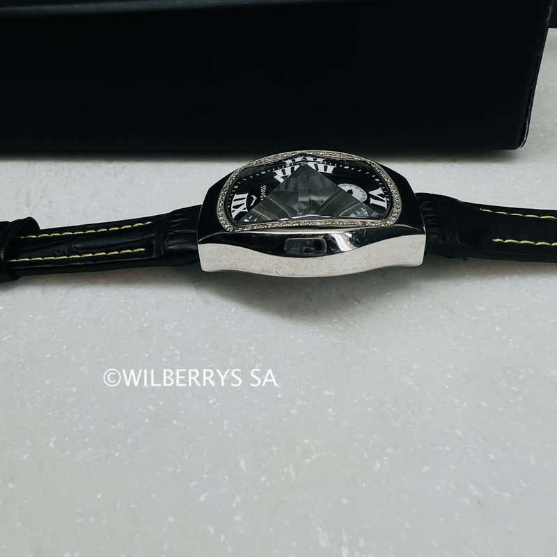 Aquaswiss Genuine Diamond 0.65ctw Ice Pyramid Glass Watch