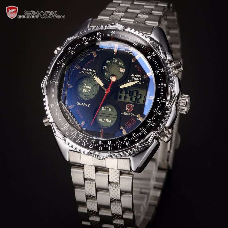 OH BOY!! BRAND NEW SHARK FLIGHT EIGHTGILL MASTER DUAL LED ALARM WATCH W/ BOX, PAPERS, LOADED!!