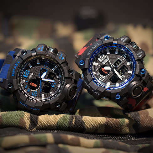 SMAEL Men`s Shock Proof MUDMASTER RED CAMO Watch 5ATM WATER RESISTANT **BRAND NEW**