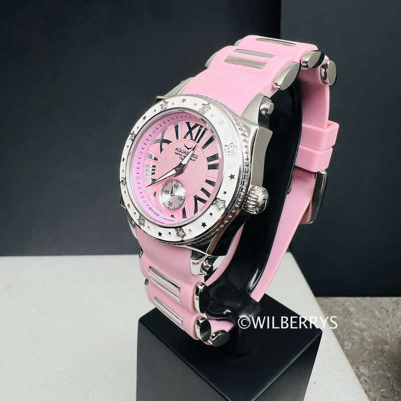 Aquaswiss Women`s Swissport 8 Diamond Watch with Paris Pink Silicone Strap