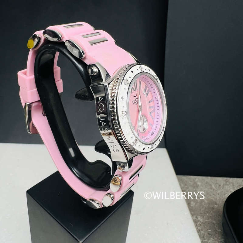 Aquaswiss Women`s Swissport 8 Diamond Watch with Paris Pink Silicone Strap