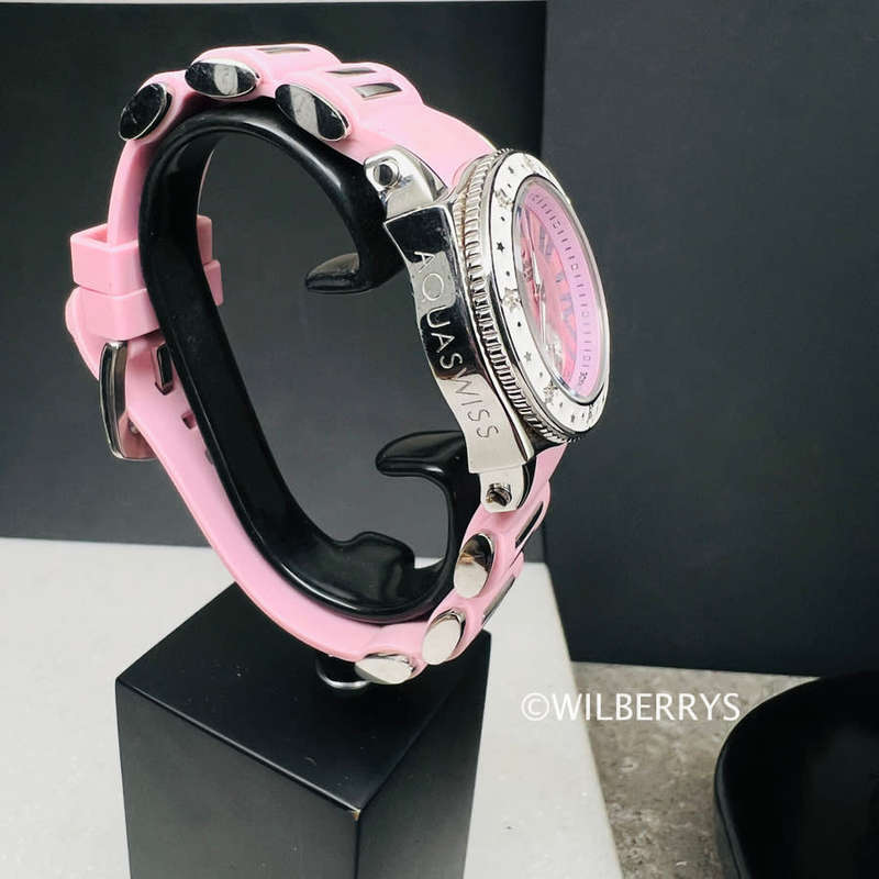 Aquaswiss Women`s Swissport 8 Diamond Watch with Paris Pink Silicone Strap