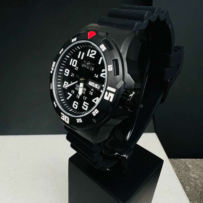 Invicta Mens Black Military Issue Tough Silicone Strap Watch