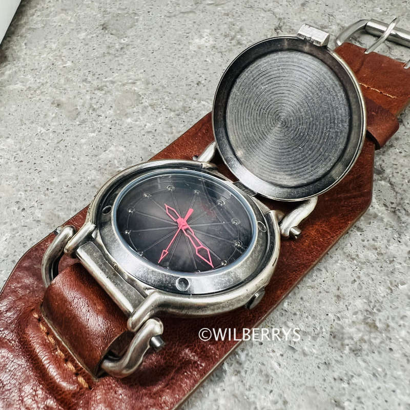 Guess Men`s Cuff Vintage Brown Leather Watch