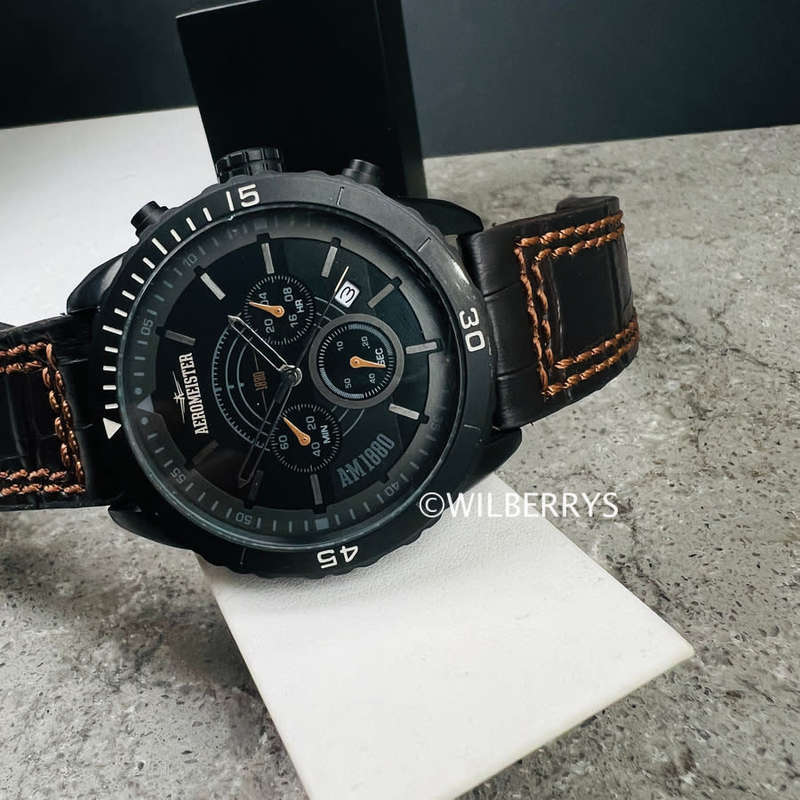 Aeromeister 1880 Amsterdam Men`s Mayday Vintage Brown Leather Chronograph Watch