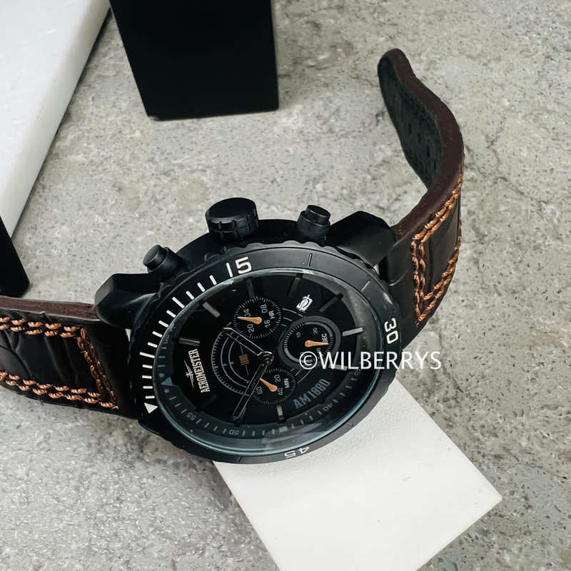 Aeromeister 1880 Amsterdam Men`s Mayday Vintage Brown Leather Chronograph Watch