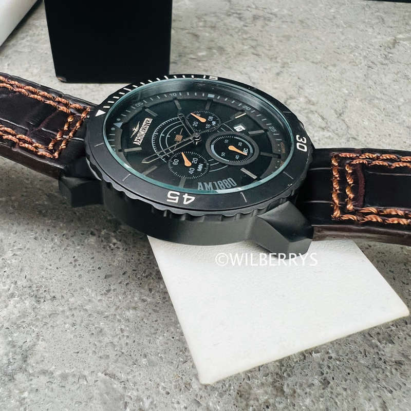 Aeromeister 1880 Amsterdam Men`s Mayday Vintage Brown Leather Chronograph Watch