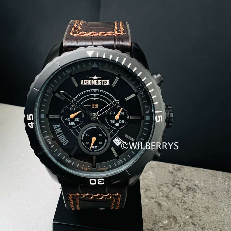 Aeromeister 1880 Amsterdam Men`s Mayday Vintage Brown Leather Chronograph Watch