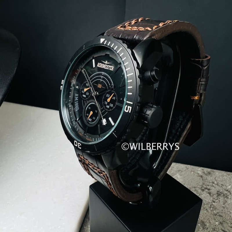 Aeromeister 1880 Amsterdam Men`s Mayday Vintage Brown Leather Chronograph Watch