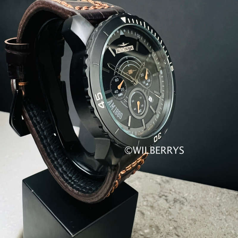 Aeromeister 1880 Amsterdam Men`s Mayday Vintage Brown Leather Chronograph Watch