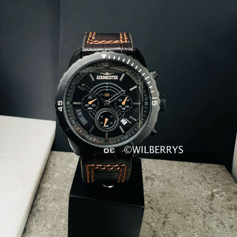 Aeromeister 1880 Amsterdam Men`s Mayday Vintage Brown Leather Chronograph Watch