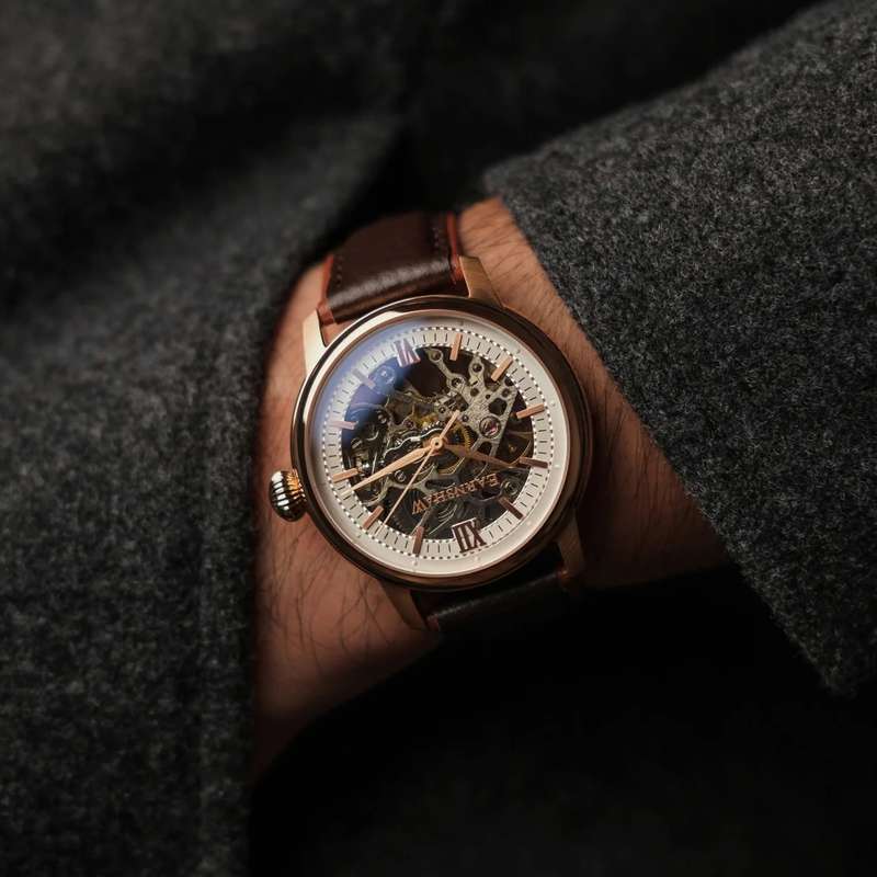 THOMAS EARNSHAW Cornwall Skeleton Automatic Roman Watch
