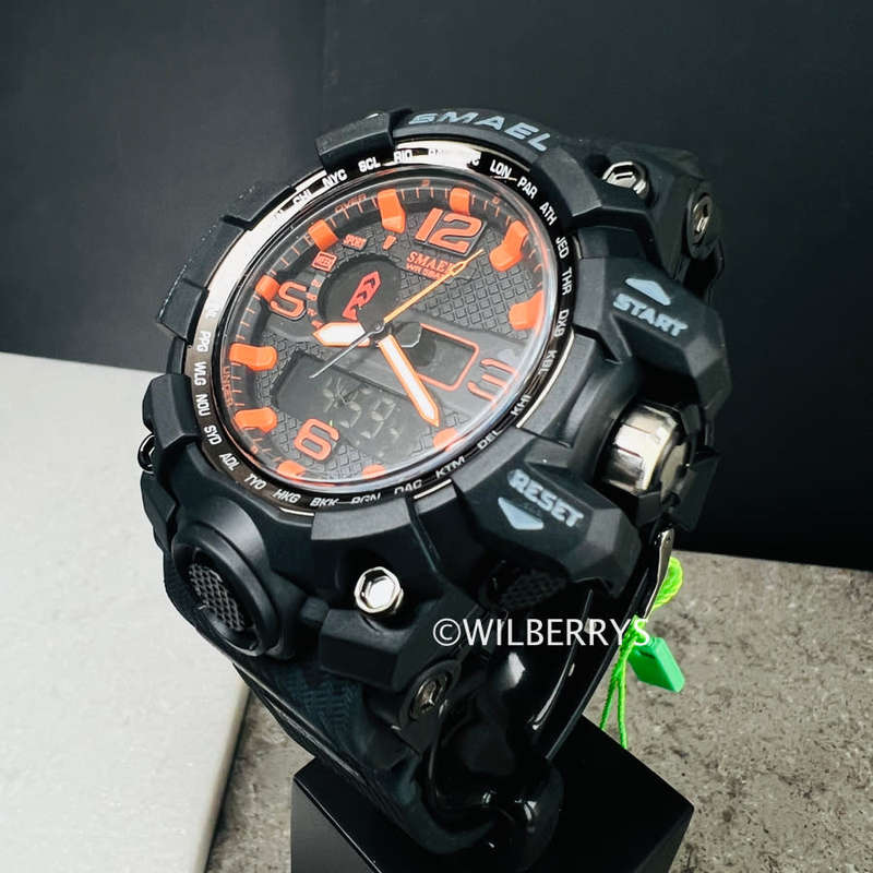 SMAEL Men`s Shock Proof MUDMASTER BLACK ORANGE CAMO Watch 5ATM WATER RESISTANT **BRAND NEW**