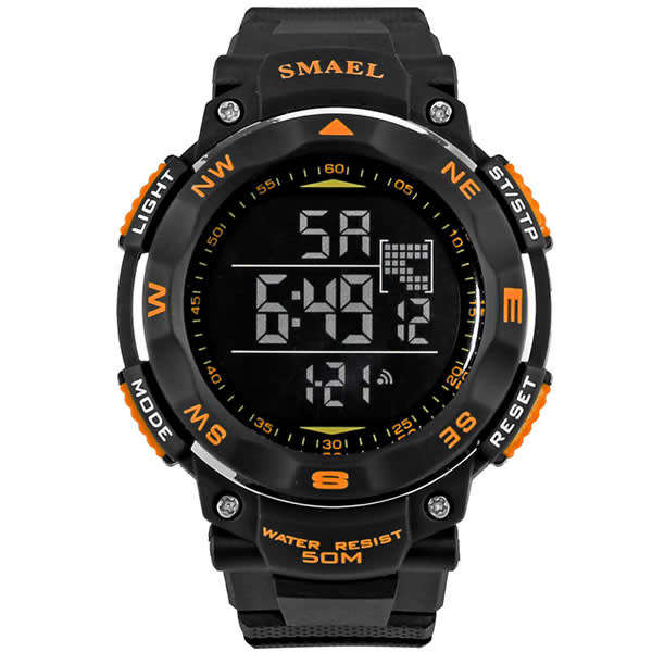 SMAEL Men`s SHOCK PROOF Mens COMPO S-SHOCK Black / Orange Watch WATER RESISTANT **BRAND NEW**
