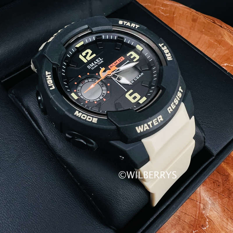 SMAEL Men`s SHOCK PROOF Mens GRENADO S-SHOCK Beige Watch WATER RESISTANT **BRAND NEW**