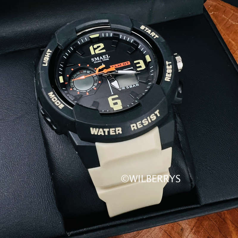 SMAEL Men`s SHOCK PROOF Mens GRENADO S-SHOCK Beige Watch WATER RESISTANT **BRAND NEW**