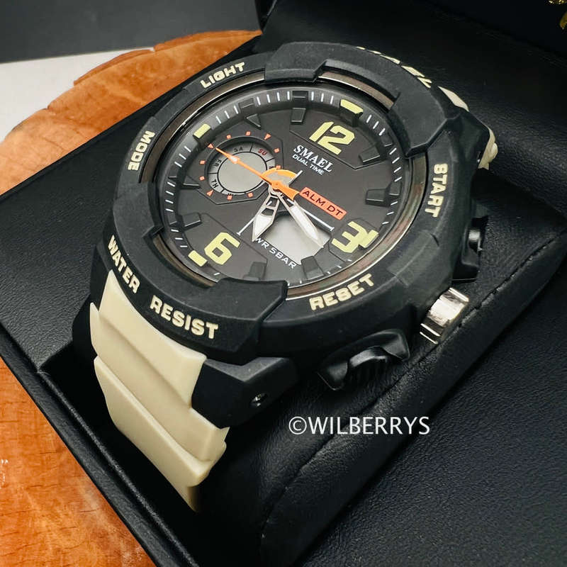 SMAEL Men`s SHOCK PROOF Mens GRENADO S-SHOCK Beige Watch WATER RESISTANT **BRAND NEW**