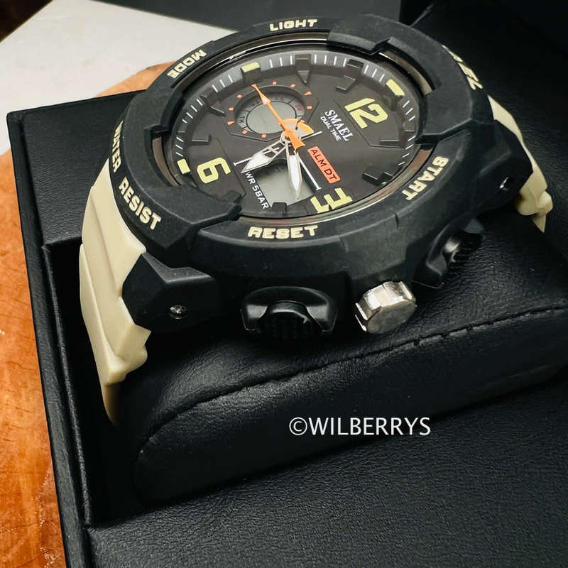 SMAEL Men`s SHOCK PROOF Mens GRENADO S-SHOCK Beige Watch WATER RESISTANT **BRAND NEW**