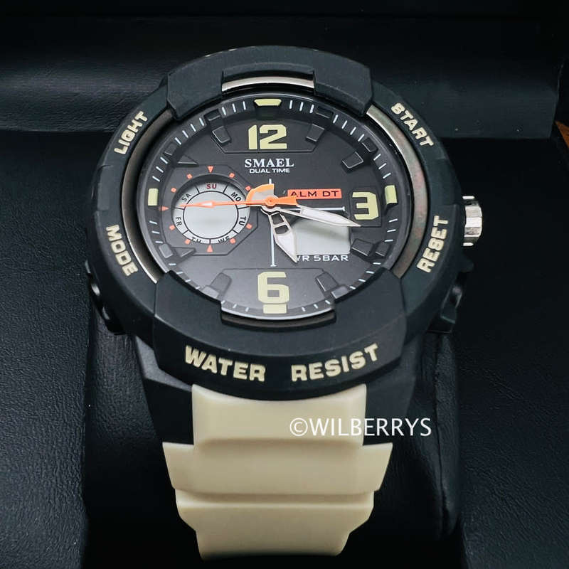 SMAEL Men`s SHOCK PROOF Mens GRENADO S-SHOCK Beige Watch WATER RESISTANT **BRAND NEW**
