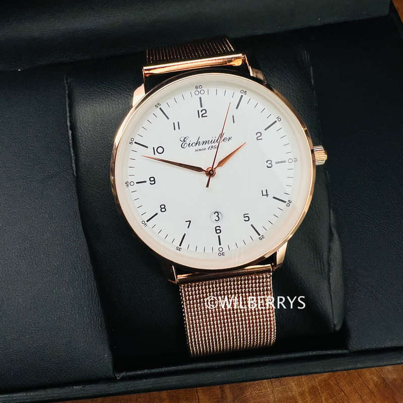 Eichmuller Germany since 1950 Traditional Eichmüller 42mm Steel Mesh Bracelet Watch Rose Gold