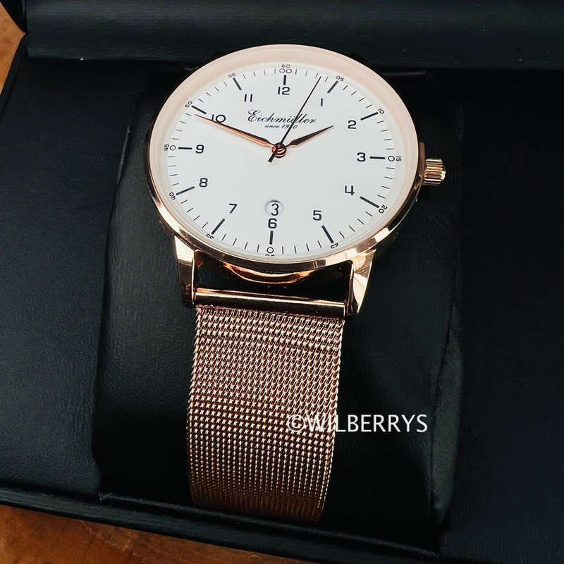 Eichmuller Germany since 1950 Traditional Eichmüller 42mm Steel Mesh Bracelet Watch Rose Gold