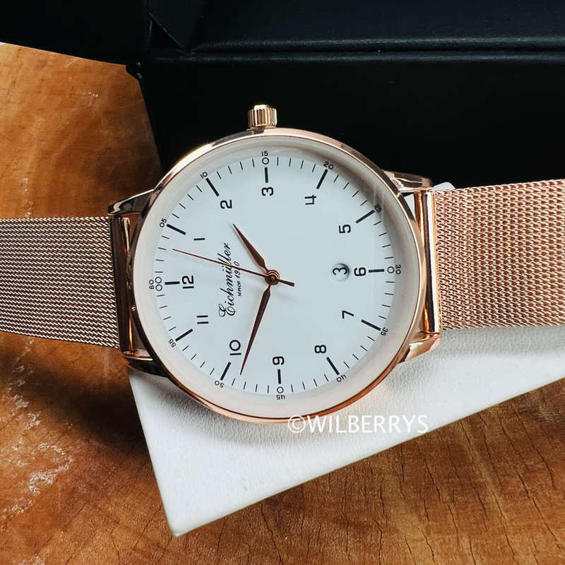 Eichmuller Germany since 1950 Traditional Eichmüller 42mm Steel Mesh Bracelet Watch Rose Gold