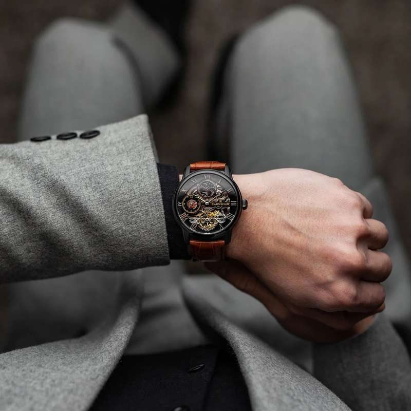 THOMAS EARNSHAW AUTOMATIC LONGITUDE SHADOW DUAL TIME NEW