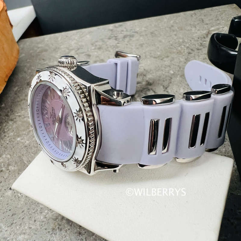 Aquaswiss Women`s Swissport 12 Diamond Watch with Paris Violet Silicone Strap