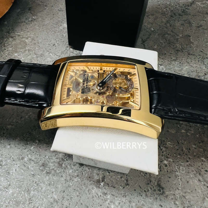 Limited Edition Sturhling Original Men Automatic Rectangular Skeleton Watch