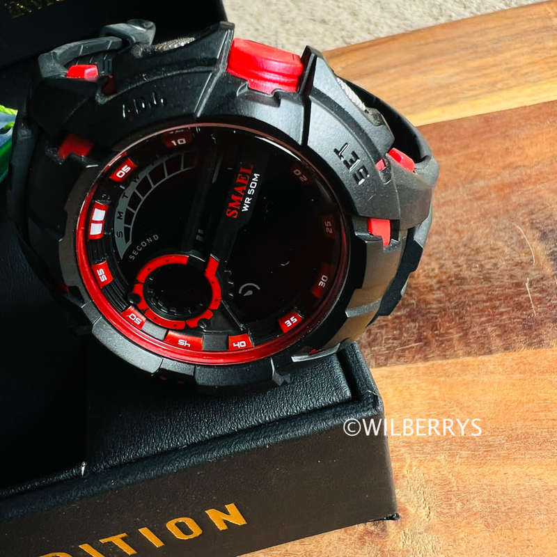 SMAEL Mens S-SHOCK Classic Digital Watch Black / Red