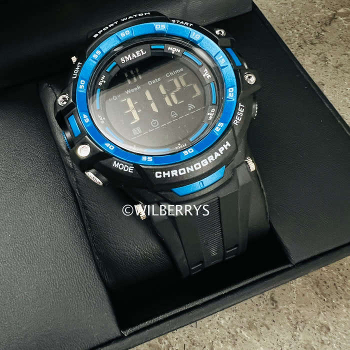 SMAEL Men`s SHOCK PROOF Mens COMPO S-SHOCK Black / Blue Watch WATER RESISTANT