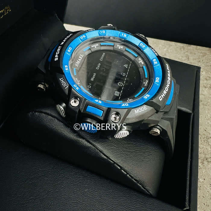 SMAEL Men`s SHOCK PROOF Mens COMPO S-SHOCK Black / Blue Watch WATER RESISTANT