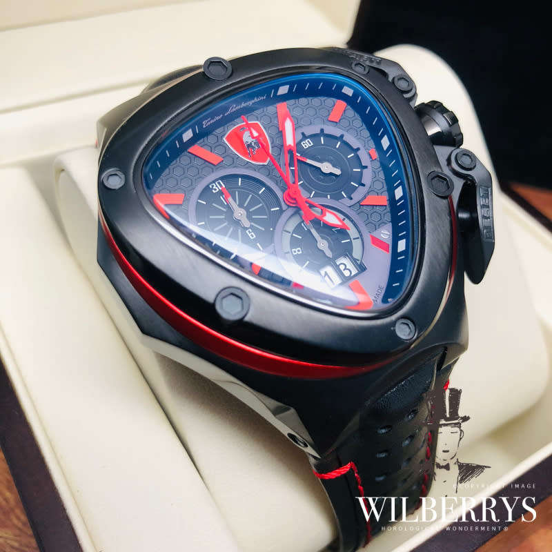 Tonino Lamborghini Men`s Spyder Black/Red Chronograph Watch