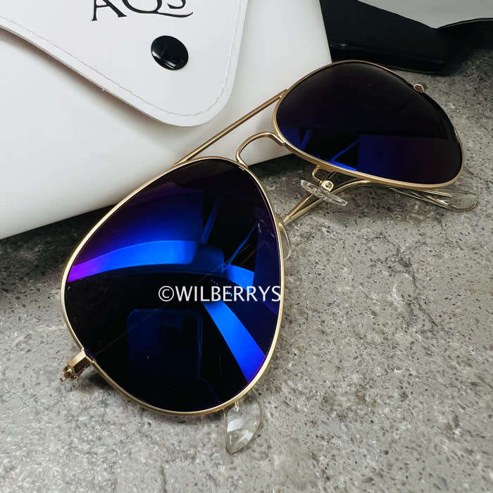 Aquaswiss Men's Luxury James Maverick Ice Blue Mirror Aviator Sunglasses 100% Authentic