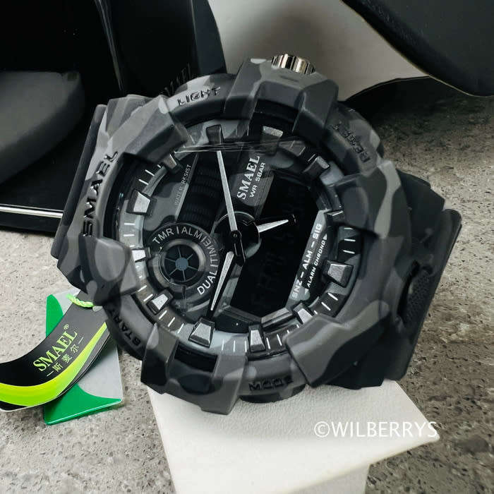 SMAEL Men`s Shock Proof CAMO GREY Watch 5ATM WATER RESISTANT **BRAND NEW**