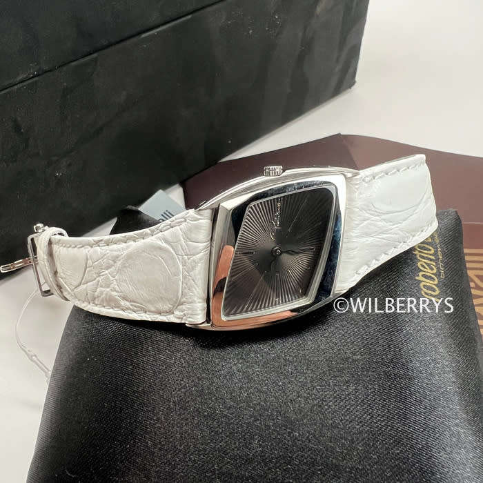 ROBERO CAVALLI Womens  Viper Genuine Italian Croc Leather Watch NEW