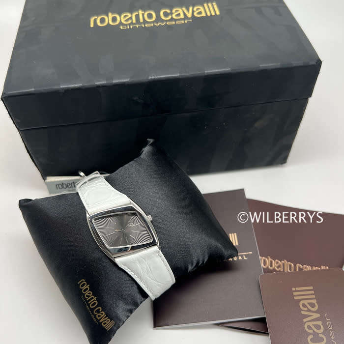ROBERO CAVALLI Womens  Viper Genuine Italian Croc Leather Watch NEW
