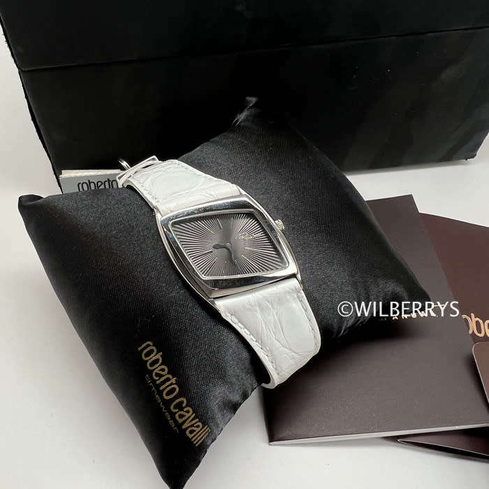 ROBERO CAVALLI Womens  Viper Genuine Italian Croc Leather Watch NEW