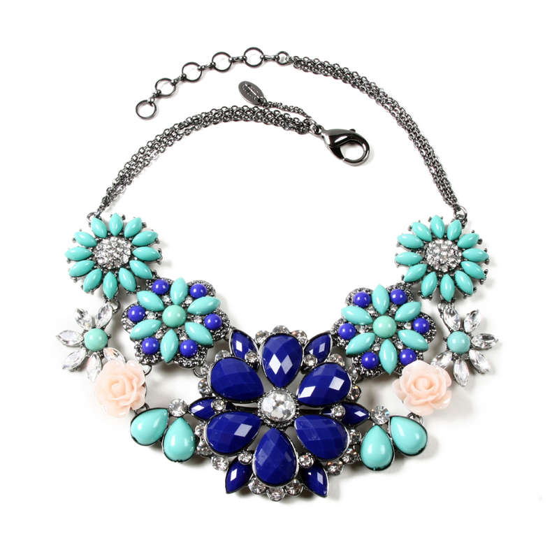 Amrita New York Women Jardin De Fleurs Bib Blue/Turquoise Necklace