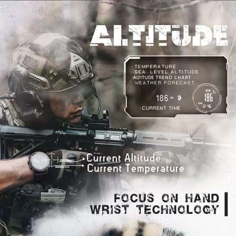 North Edge Apache 46mm Tactical Altimeter, Barometer, Compass Outdoor Watch with Silicone Strap