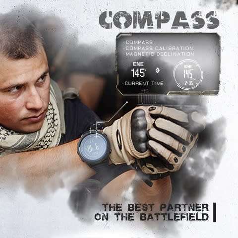 North Edge Apache 46mm Tactical Altimeter, Barometer, Compass Outdoor Watch with Silicone Strap