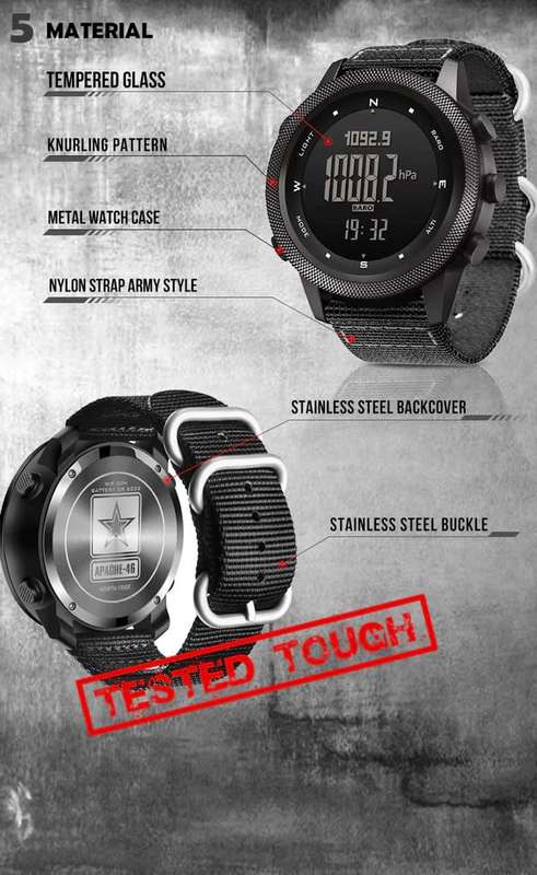 North Edge Apache 46mm Tactical Altimeter, Barometer, Compass Outdoor Watch with Silicone Strap