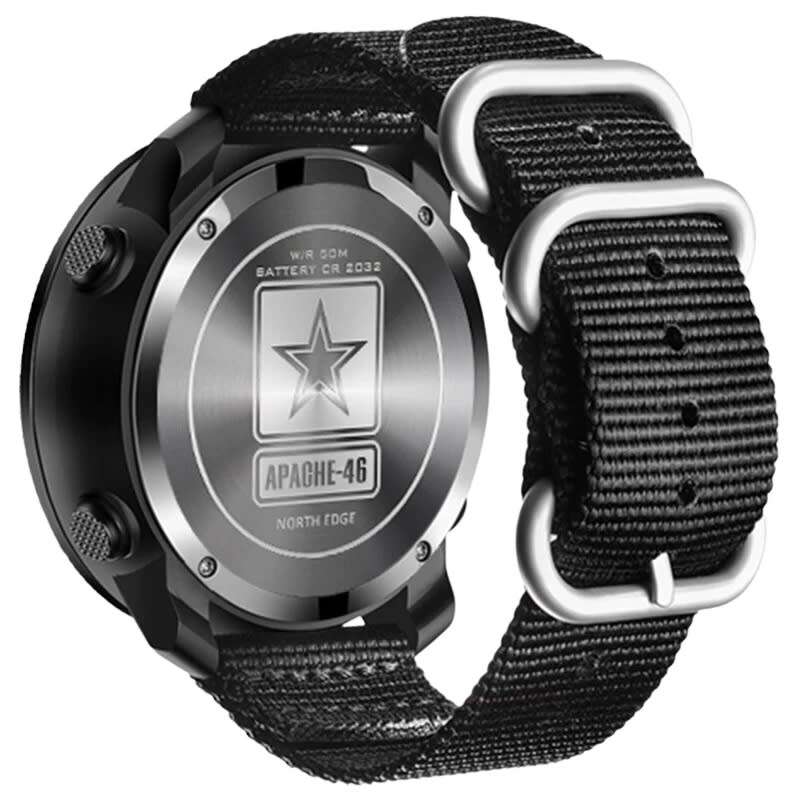 North Edge Apache 46mm Tactical Altimeter, Barometer, Compass Outdoor Watch with Silicone Strap