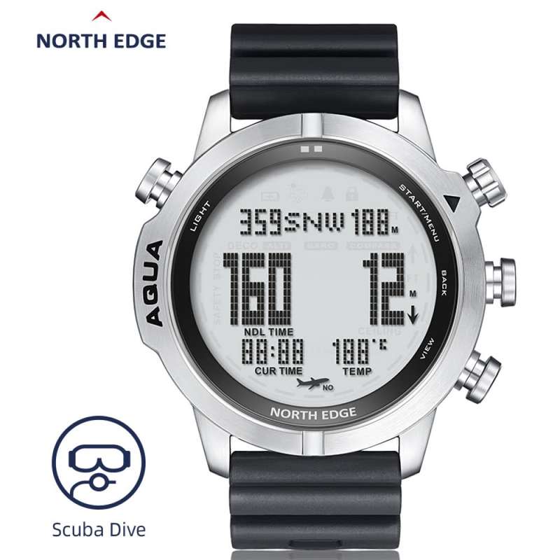 NORTH EDGE Tactical Aqua (Scuba Dive) Watch Black | Silicone Strap