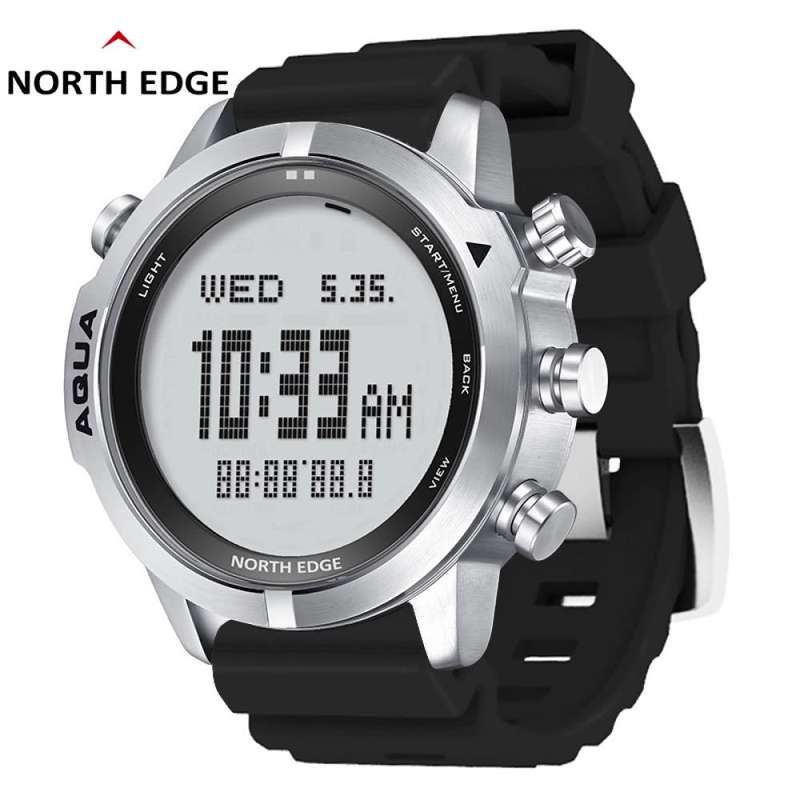 NORTH EDGE Tactical Aqua (Scuba Dive) Watch Black | Silicone Strap