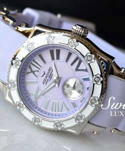 12 Diamonds AQUASWISS Ladies Violet DIAMONDS ARE FOREVER Swiss Watch w. box, papers, 2yr warranty