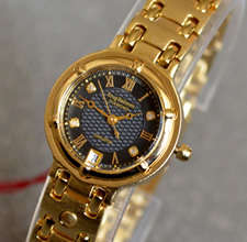 Diamond** LADY KRUG BAUMEN Deep Black Diamond Dial Watch w. box, papers, 5yr warranty