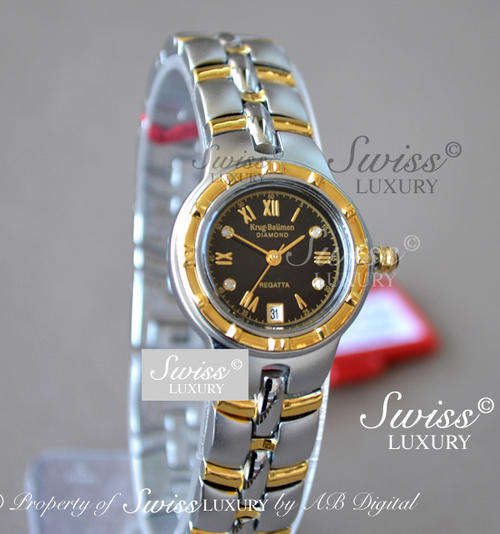 KRUG BAUMEN Ladies Regatta 4 Diamond Black Dial Watch w. box, papers, 5yr warranty