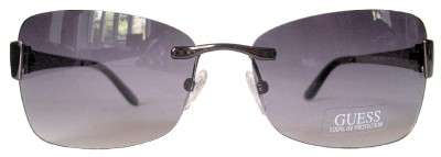 100% GENUINE Guess RIMLESS GUNMETAL Sunglasses BRAND NEW w/ GOLD CASE, PAPERS