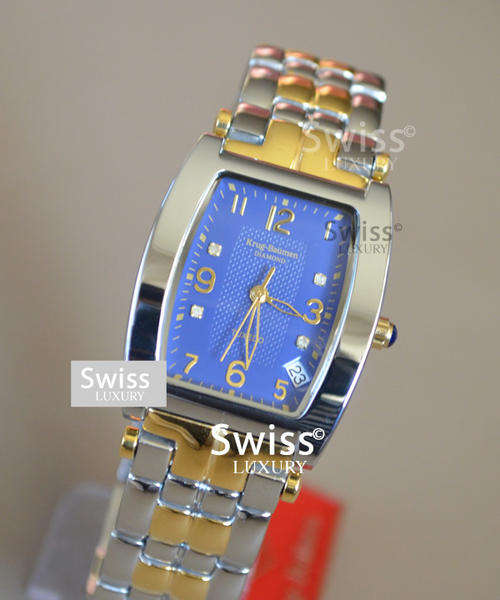KRUG BAUMEN Men's Square Blue **Diamond** Dial Watch w. box, papers, 5yr warranty